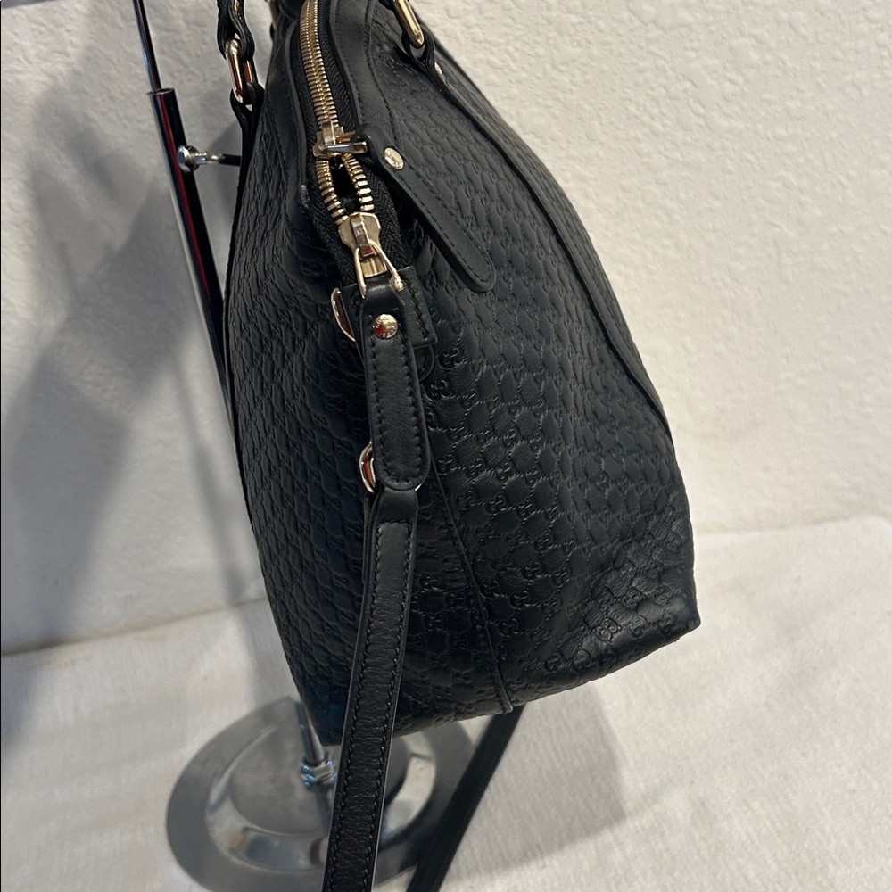 Gucci Microguccissima 2way Shoulder Tote Bag Black Leather Handbag +COA - Picture 6 of 17